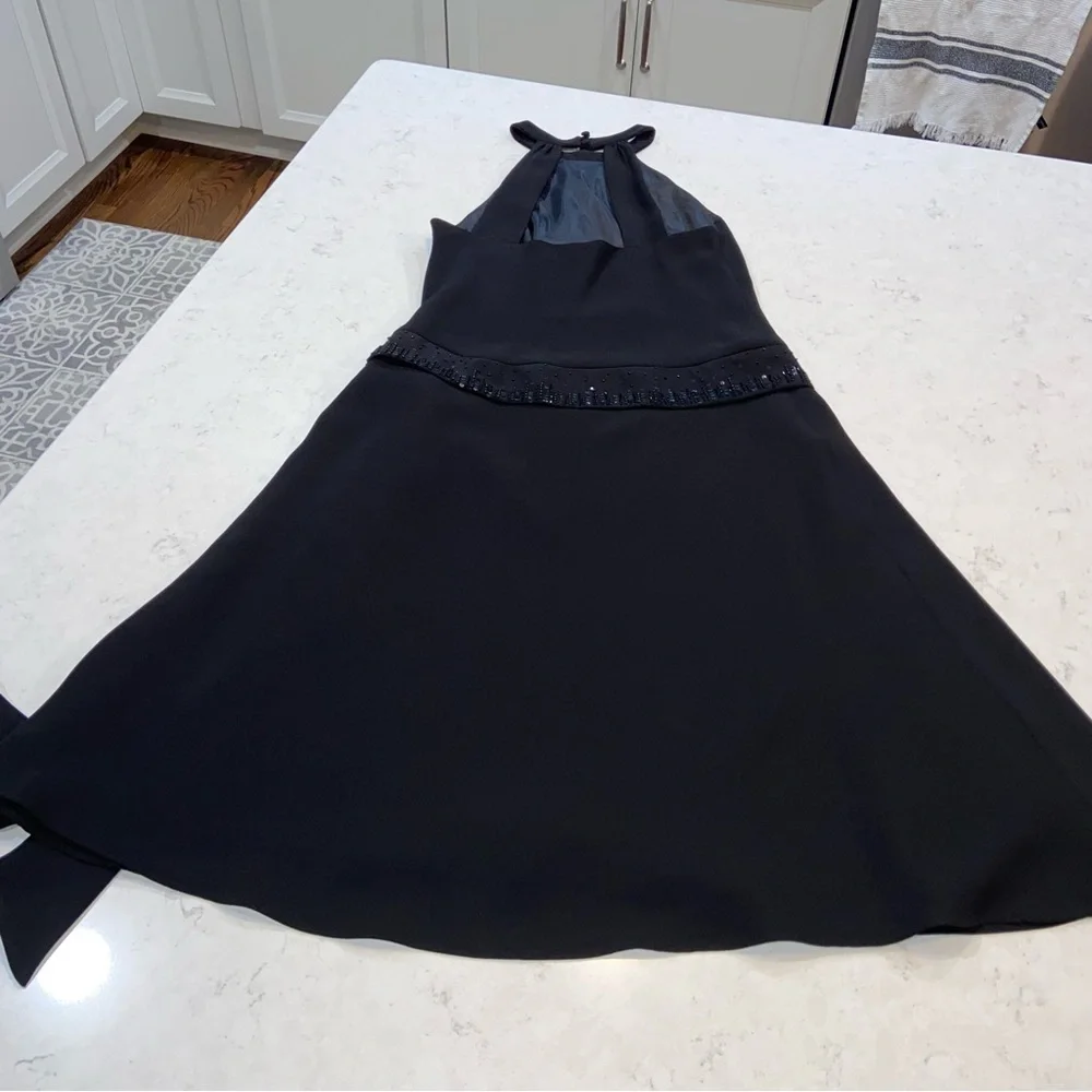 Jones New York Black Dress with beaded waist that ties Size 4